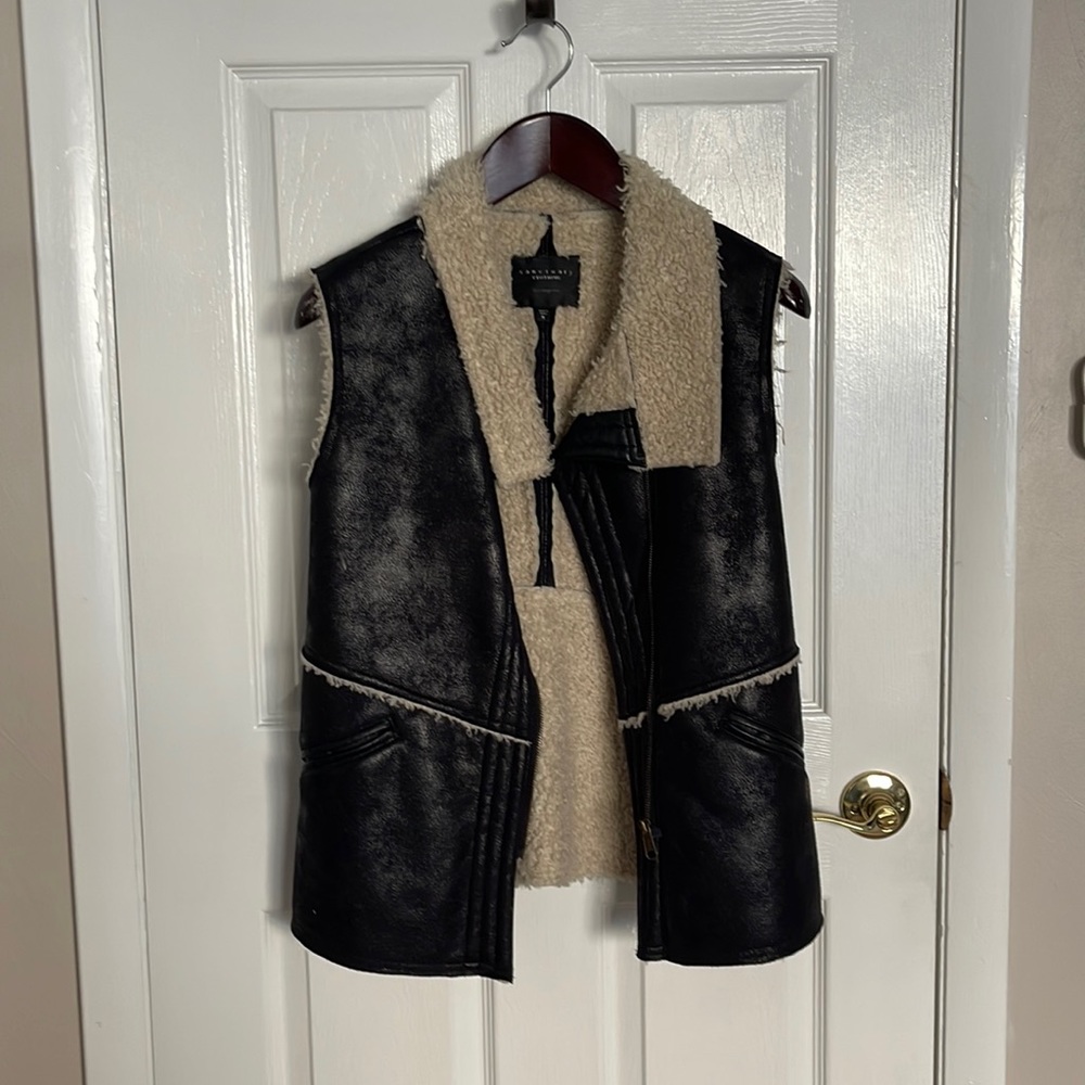 Sanctuary Clothing Sherpa Vest with Faux Leather - Size M